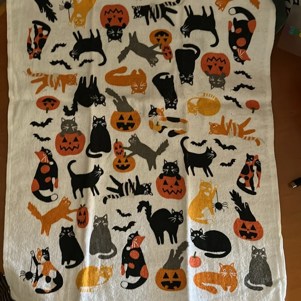 Halloween Cat Print Kitchen Towel